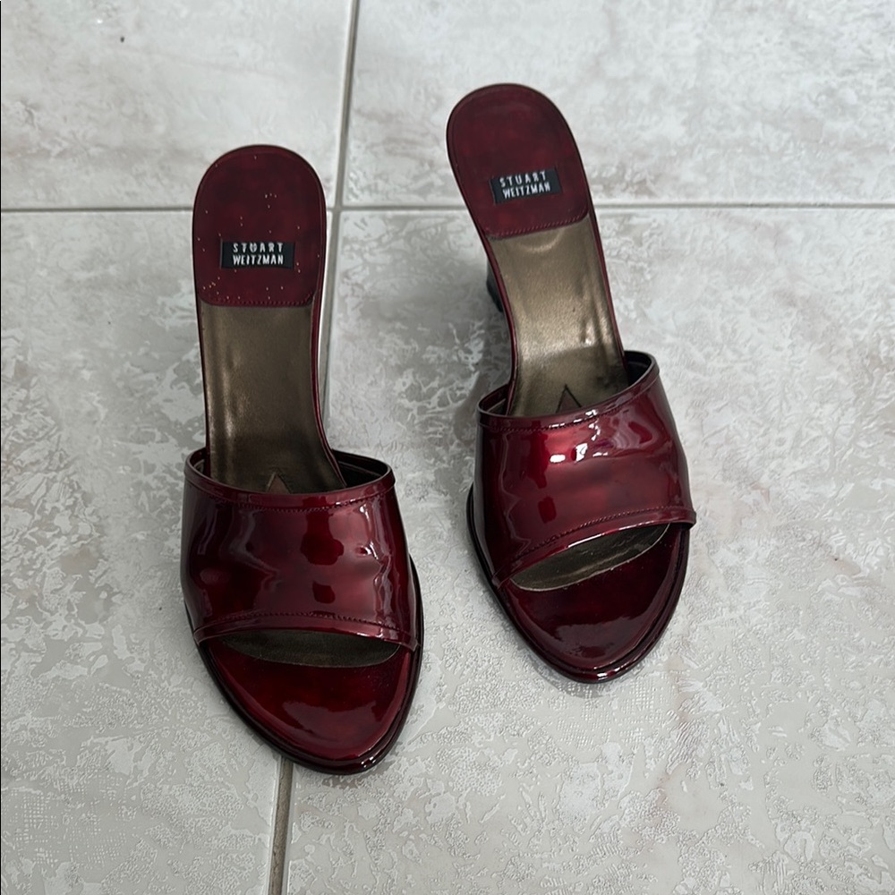 Vintage Stuart Weitzman Women's Burgundy Wedge Sandals